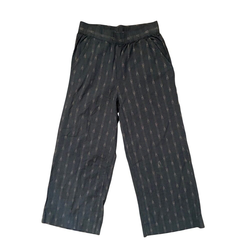 Bridge & Burn Keaton Navy Woven Dash Wide Leg Pants Organic Cotton Modal XS